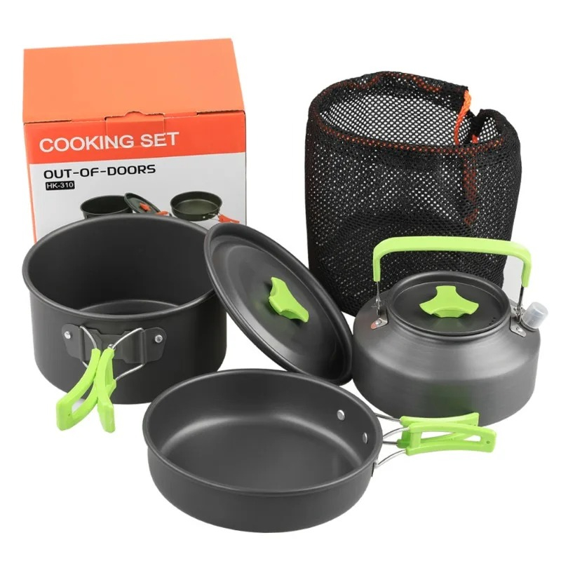 Camping Cooking Roll - Camping-Kochset, Outdoor-Küchenausrüstung, Tragbares Aluminium-Geschirr, Töpfe, Schüsseln,