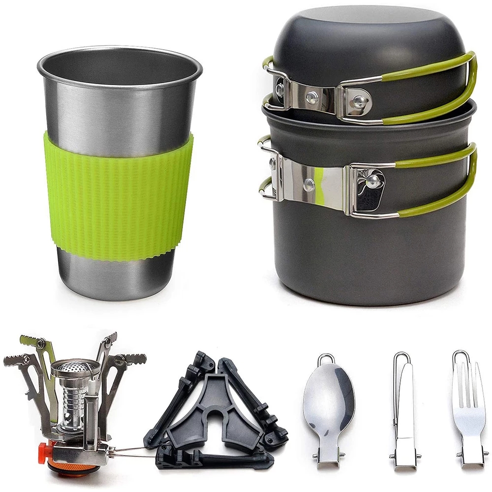 Camping Cooking Options - Outdoor-Camping-Kochset, optionales Herd-Kombinationsset, tragbares Kochgeschirr und
