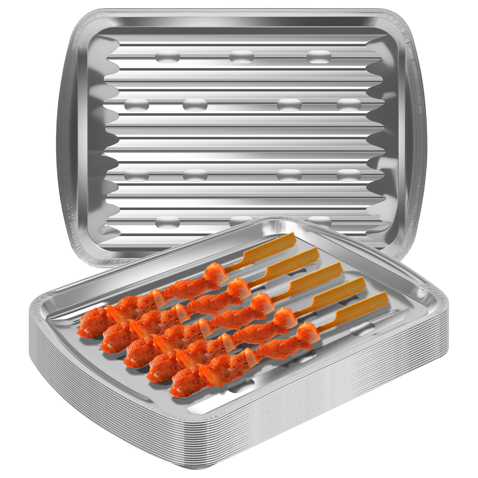 Camping Cooking Food - Aluminiumfolien-Tabletts, antihaftbeschichtete Backformen, Grillschüssel in Lebensmittelqualität