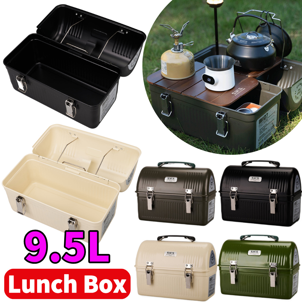 Camping Cooking Food - 9,5 l Vintage-Lunchbox aus Metall mit