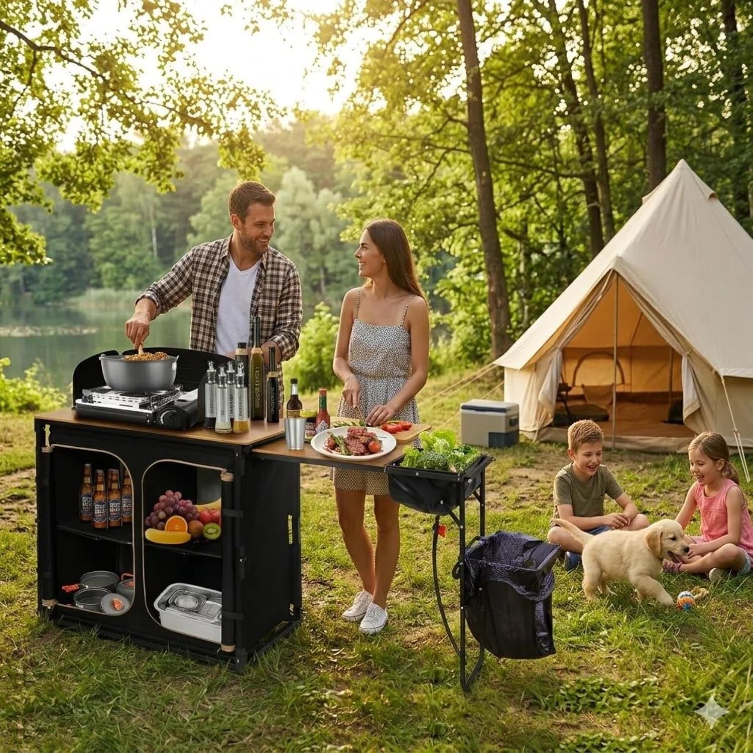 Bambus-Campingküchenstation, k – Camping Cooking Table With Windshield Bewertung und Preis