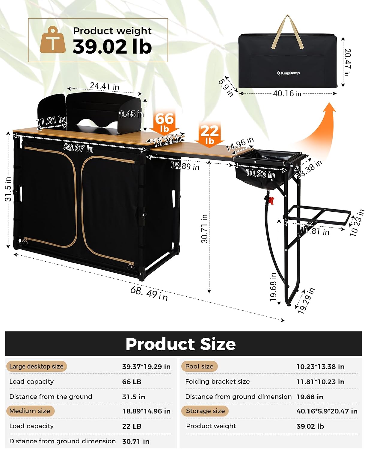 Bambus-Campingküchenstation, k – Camping Cooking Table With Windshield Bewertung und Preis