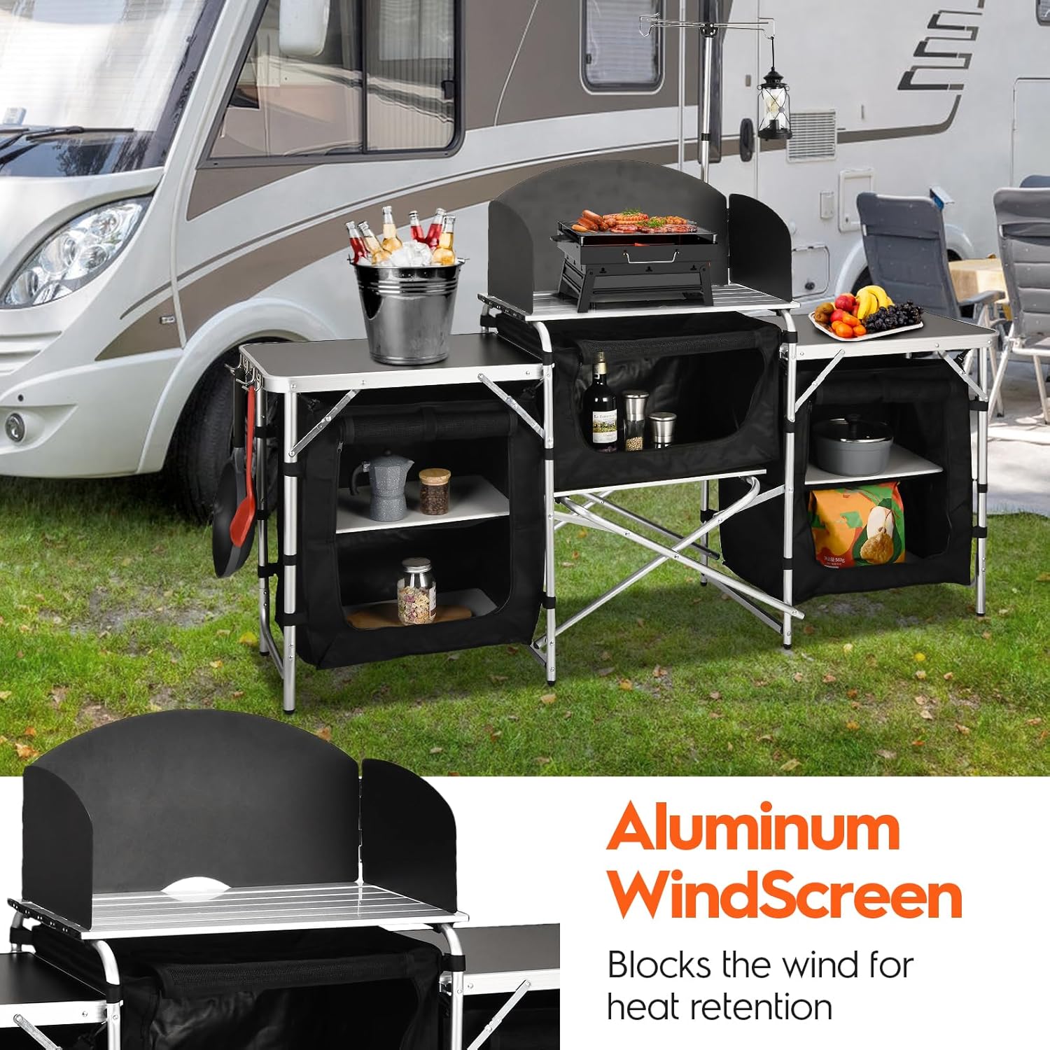 Maßgeschneiderter, vielseitige – Camping Cooking Table With Windshield Bewertung und Preis