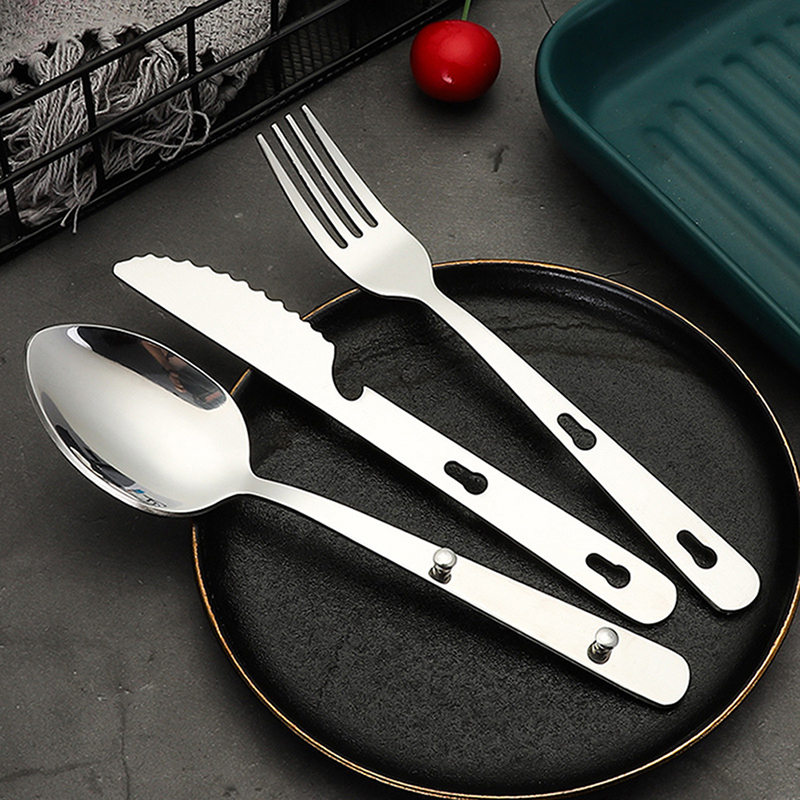 3 teile/satz Tragbare Edelstah – Camping Cooking And Dining Set Bewertung und Preis